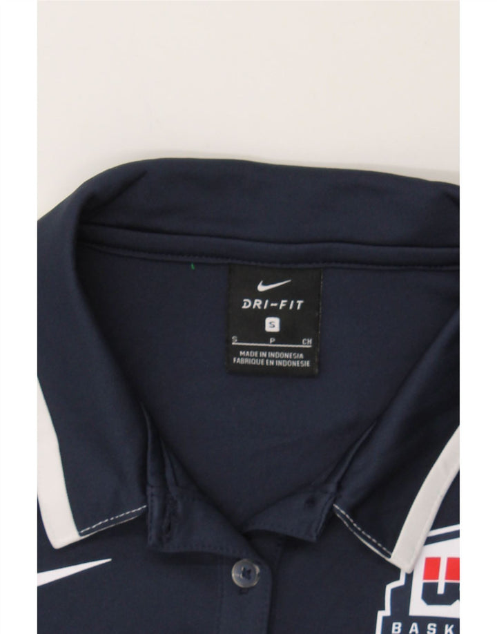 NIKE Womens Dri Fit Polo shirt UK 10 Small Navy Blue Polyester Vintage Nike and Second-Hand Nike from Messina Hembry 