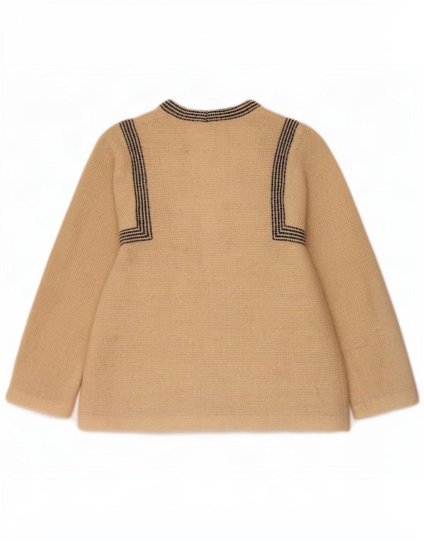 Vintage Dame Open Cardigan Sweater UK 8 Lille Beige Stribet