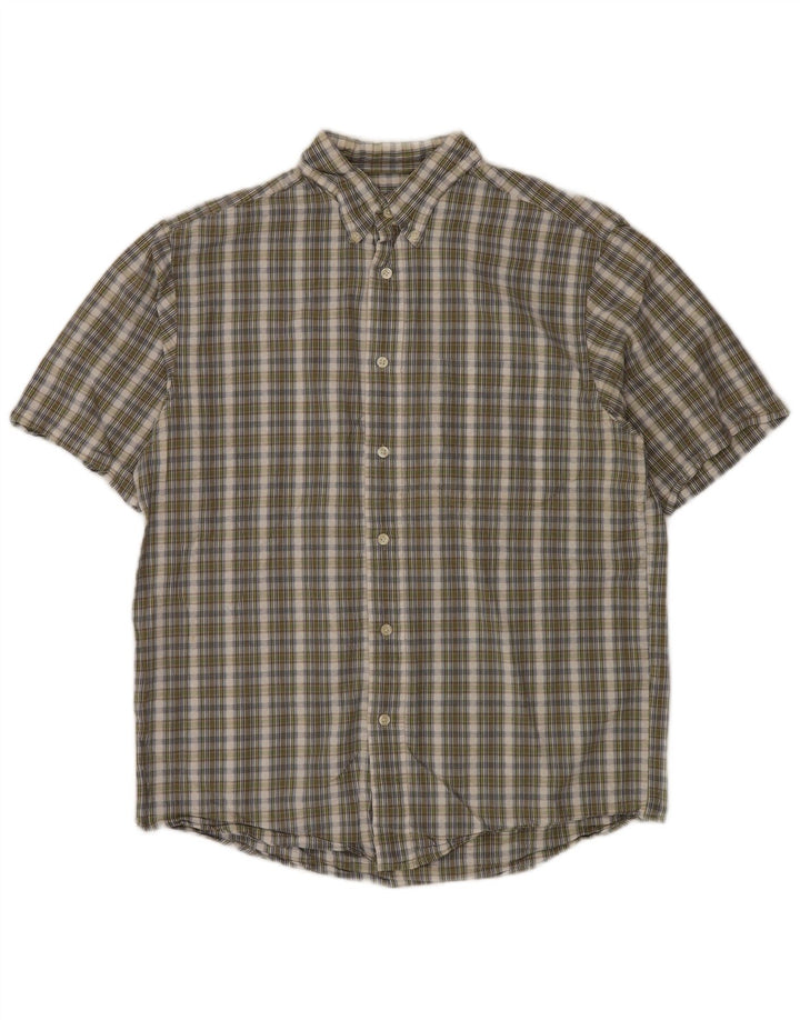 Eddie Bauer Herre Relaxed Fit kortærmet skjorte mellemgrøn ternet bomuld