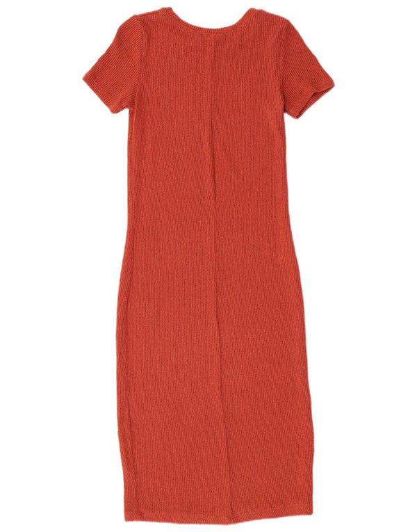 Zara Dame Se Through Maxi Jumper Dress UK 8 Small Orange