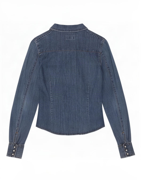 Guess Womens Denim Shirt UK 6 XS Blue