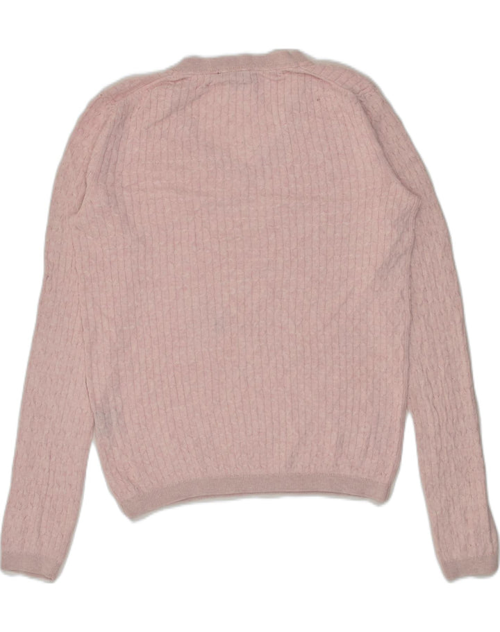 TOMMY HILFIGER Womens V-Neck Jumper Sweater UK 10 Small Pink Cotton | Vintage Tommy Hilfiger | Thrift | Second-Hand Tommy Hilfiger | Used Clothing | Messina Hembry 