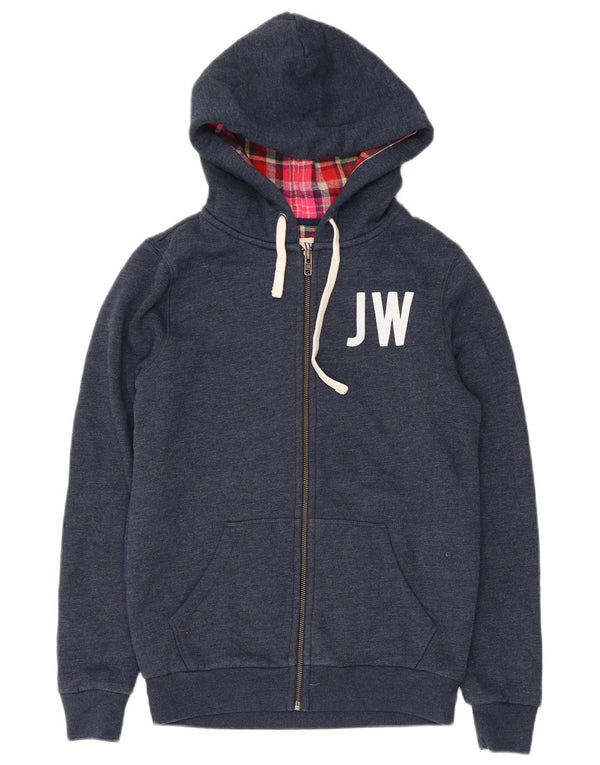 Jack Wills Dame Grafisk Hættetrøje Sweater UK 8 Small Navy Blue Bomuld