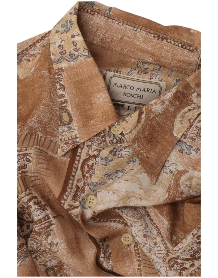 VINTAGE kortærmet herreskjorte Stor brun patchwork