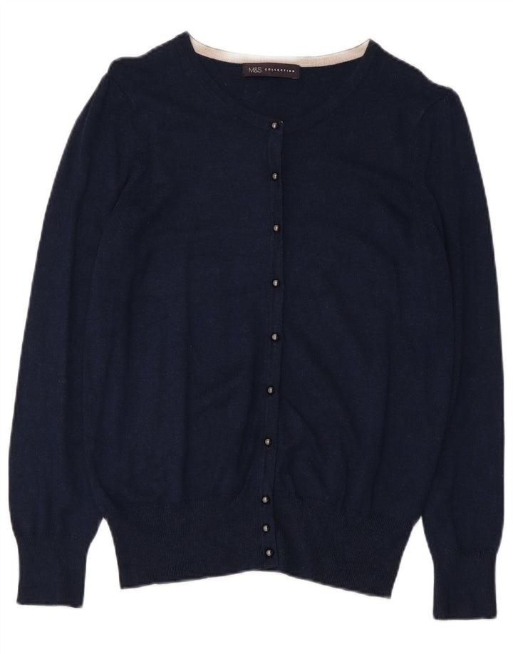 Marks & Spencer Dame Cardigan Sweater UK 12 Medium Navy Blue Viscose