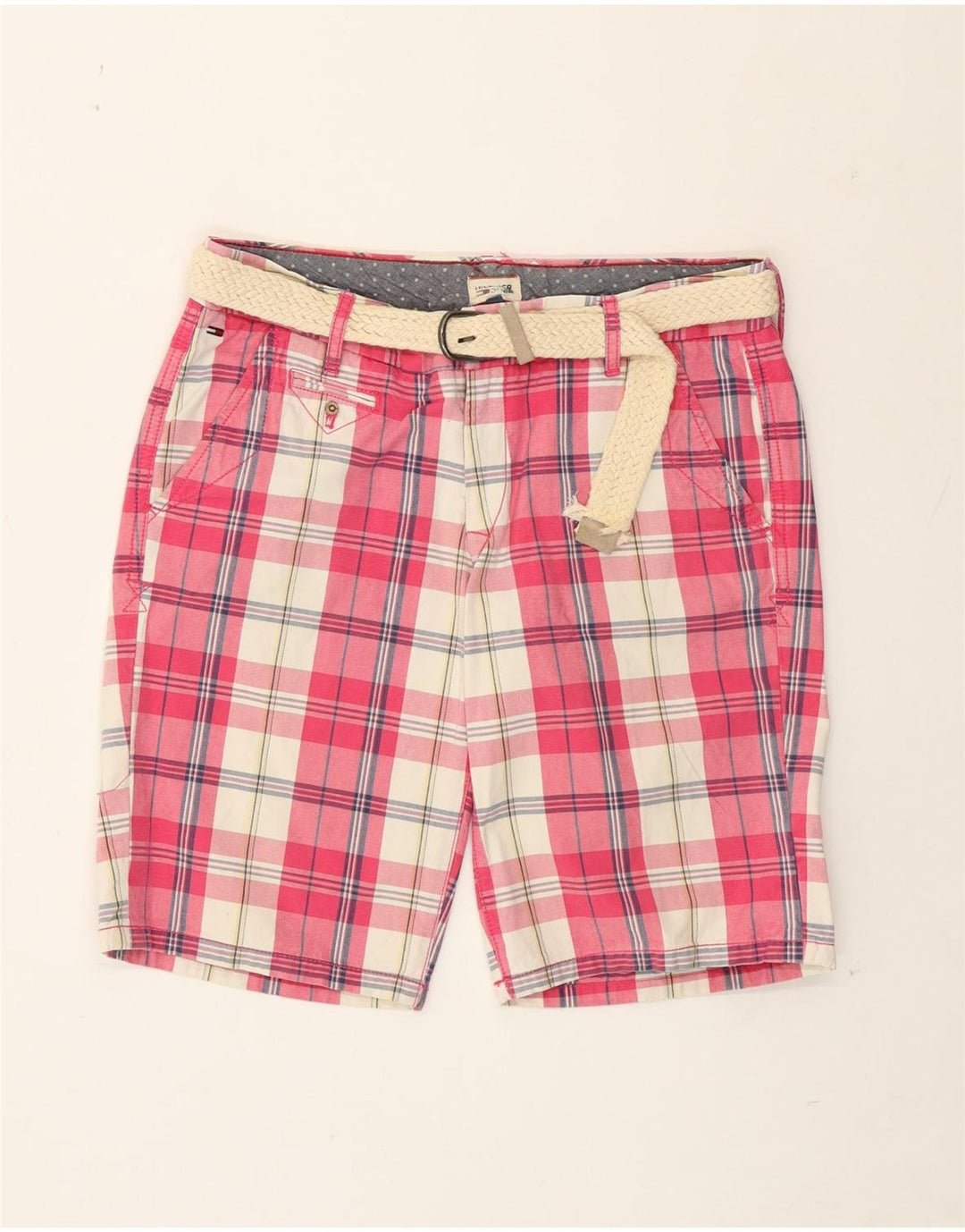 Tommy Hilfiger Chino Shorts til kvinder W29 Medium Pink Plaid Bomuld