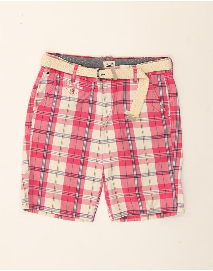 Tommy Hilfiger Chino Shorts til kvinder W29 Medium Pink Plaid Bomuld