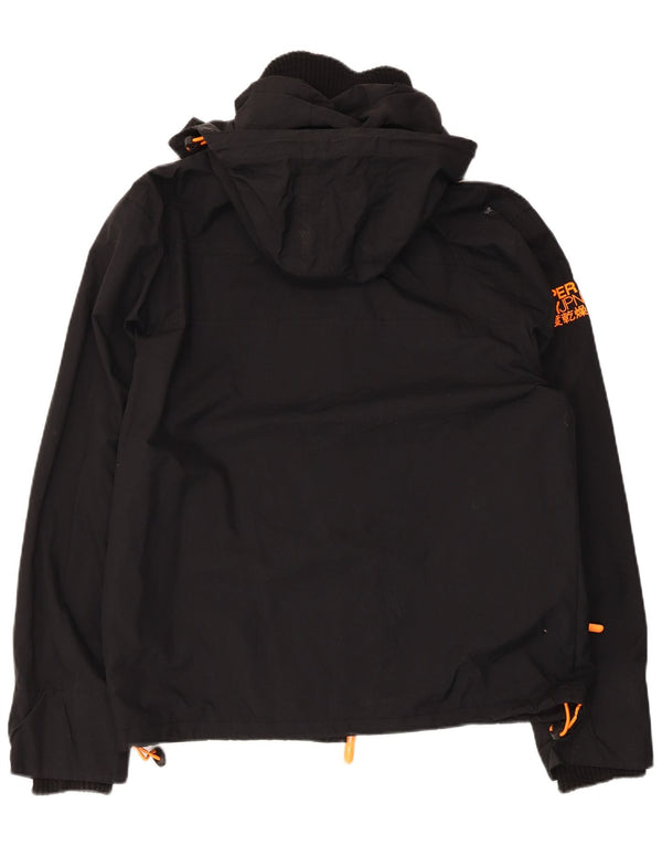 Superdry Herre grafisk vindjakke med hætte UK 42 XL sort nylon