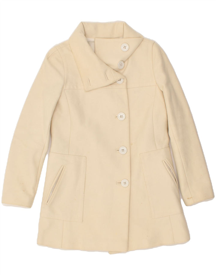 PINKO Womens Overcoat UK 8 Small Beige Wool Vintage Pinko and Second-Hand Pinko from Messina Hembry 