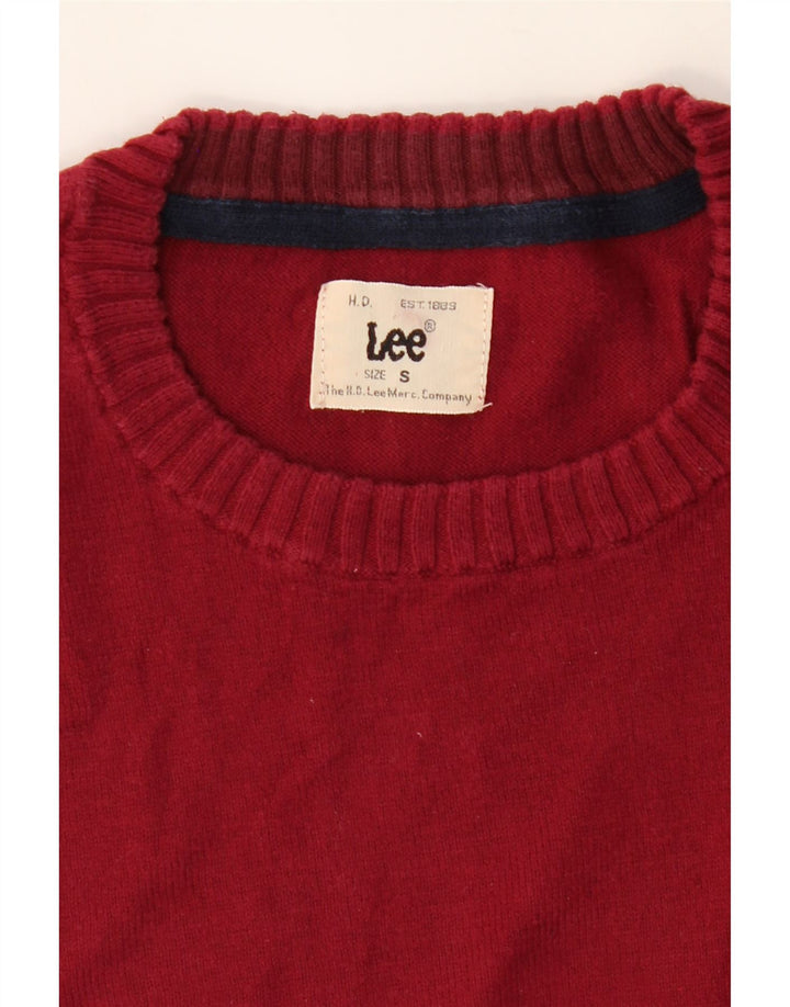 LEE Mens Crew Neck Jumper Sweater Small Burgundy Vintage Lee and Second-Hand Lee from Messina Hembry 
