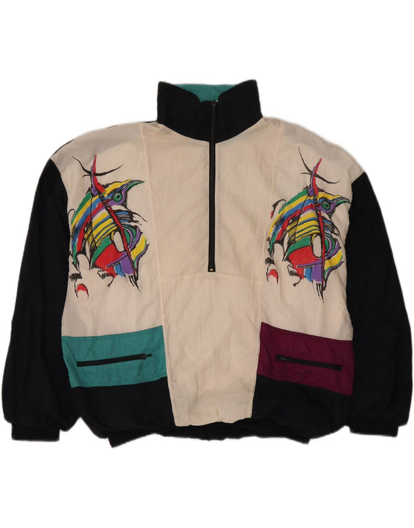 Vintage Mens Pullover Tracksuit Top Jacket UK 48 2XL Black Colourblock