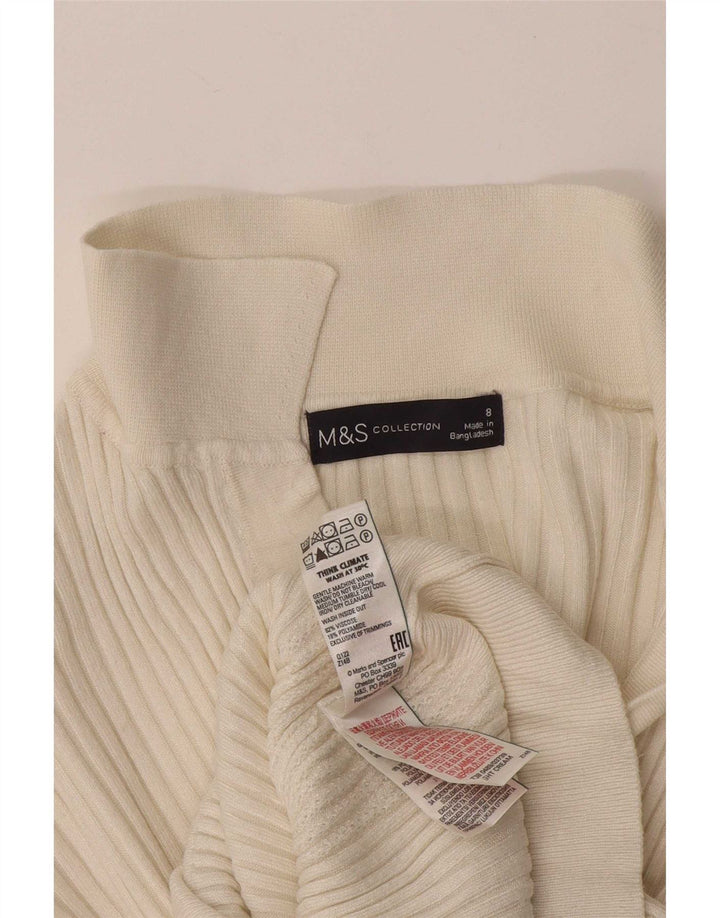 Marks & Spencer Dame Polo Neck Jumper Sweater UK 8 Small White Viscose
