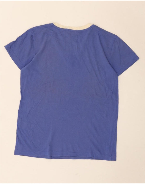 Ralph Lauren Dame T-Shirt Top UK 10 Small Blue Colourblock Bomuld