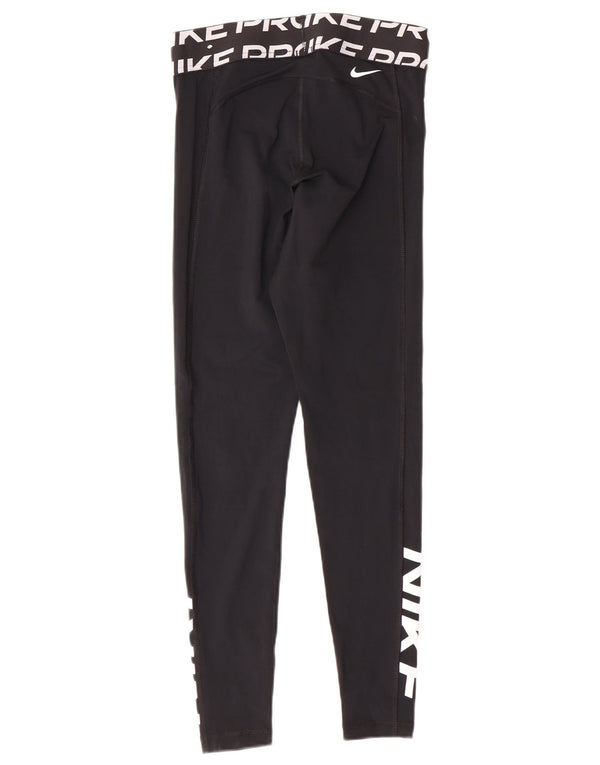 Nike Dame Dri Fit Grafiske Leggings UK 10 Small Black Polyester Sports
