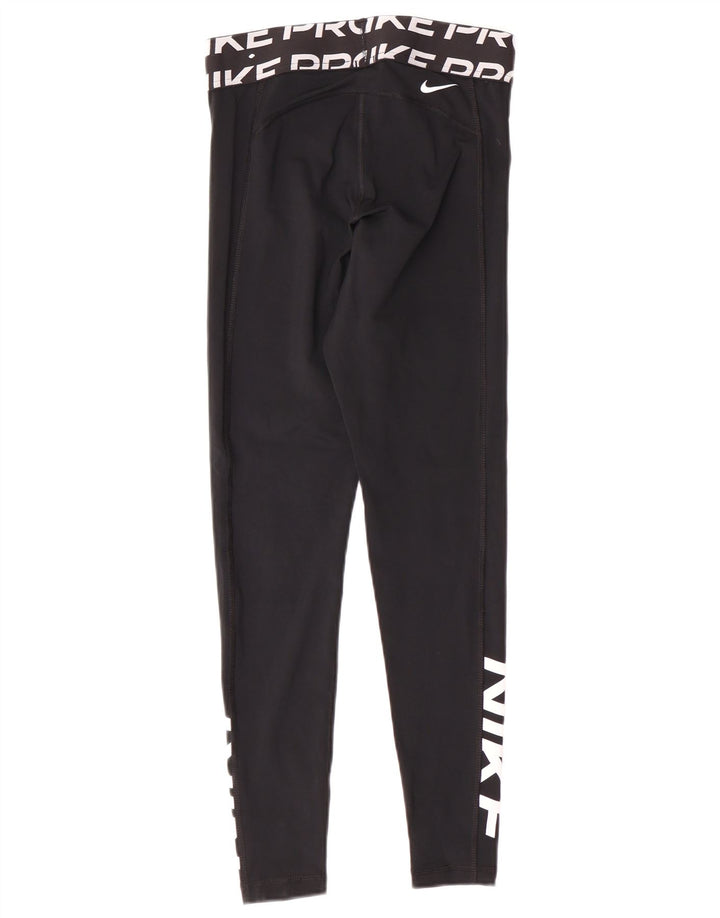 Nike Dame Dri Fit Grafiske Leggings UK 10 Small Black Polyester Sports
