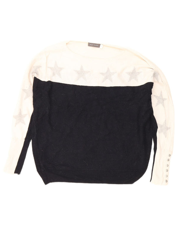 MINT FLØJEL Dame Boat Neck Jumper Sweater UK 10 Small Navy Blue