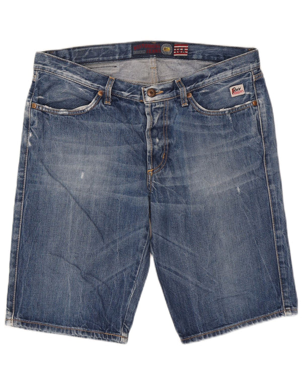 Roy Rogers Herre Distressed Denim Shorts W33 Medium Blue Cotton