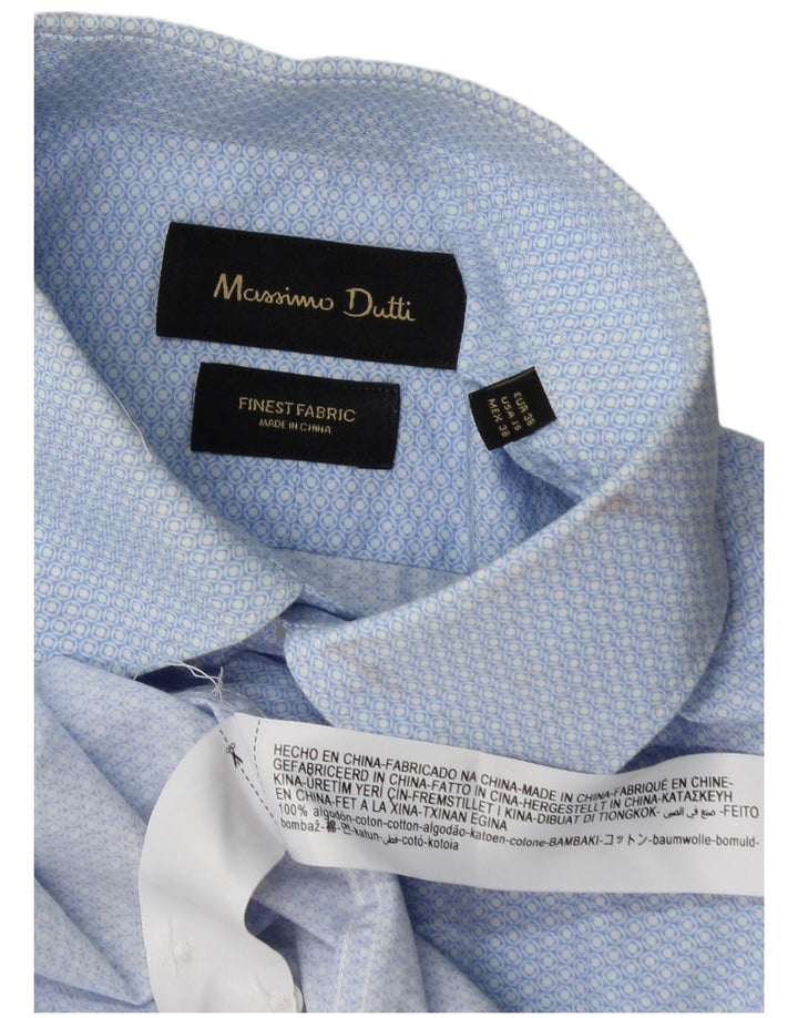Massimo Dutti Herreskjorte Str. 38 15 Mellemblå Geometrisk Bomuld