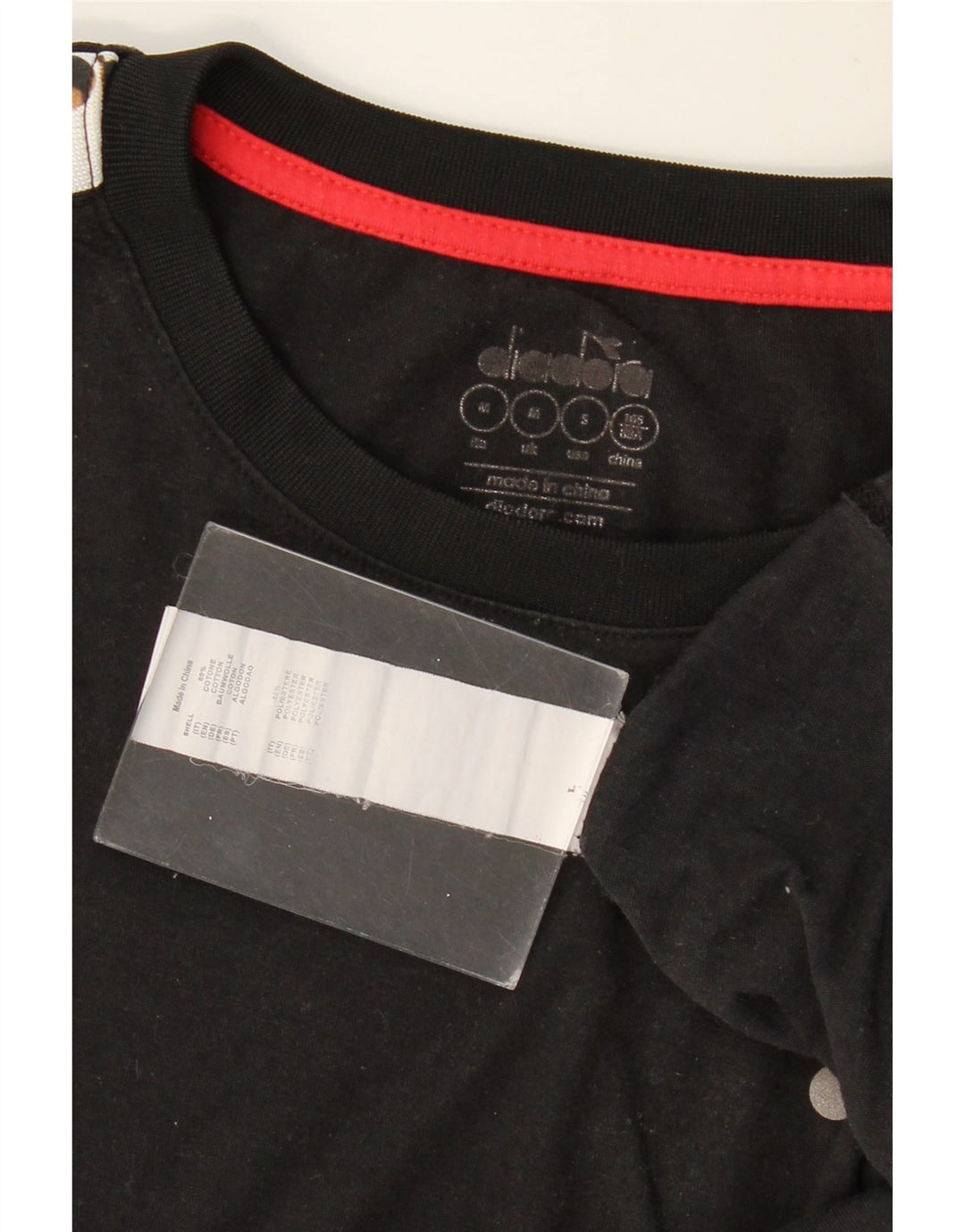 DIADORA Herre grafisk T-shirt Top Medium Sort Colourblock Bomuld