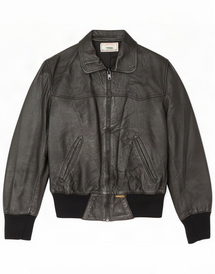 Albert Womens Bomber Læderjakke UK 14 Medium Sort