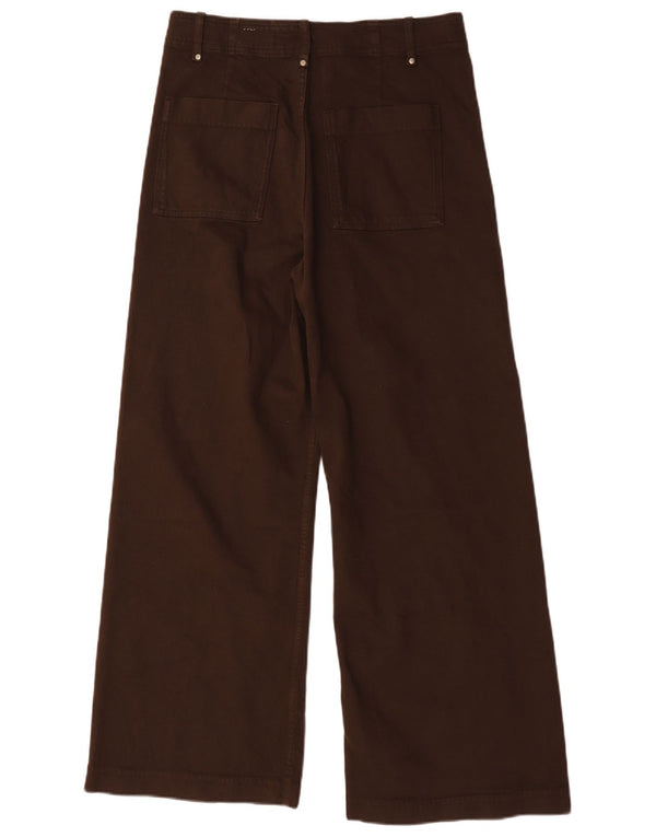 Zara Dame Højtalje Brede Ben Casual Bukser EU 42 Large W32 L29 Brun