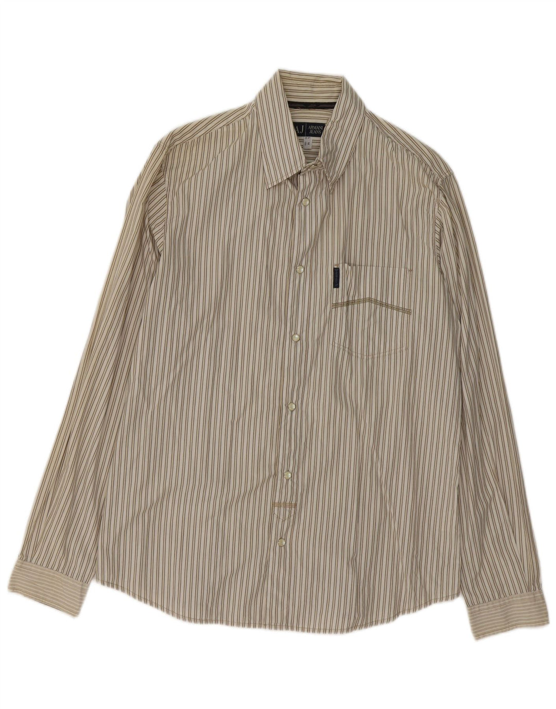 ARMANI JEANS Herreskjorte Stor beige stribet bomuld