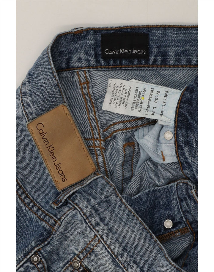 Calvin Klein Herre Distressed Straight Jeans W33 L27 Blå Bomuld