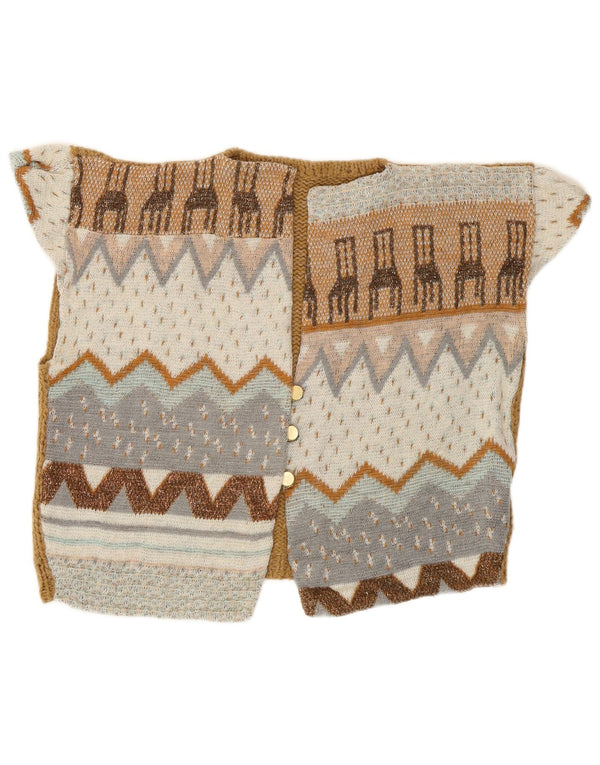 Vintage Womens Crop Cardigan Sweater UK 14 Large Multicolored Geometric