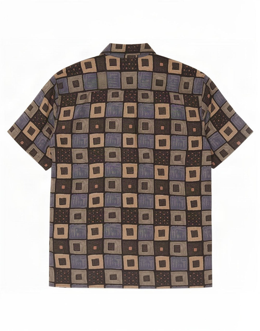 Vintage Kortærmet Herreskjorte Medium Flerfarvet Geometrisk