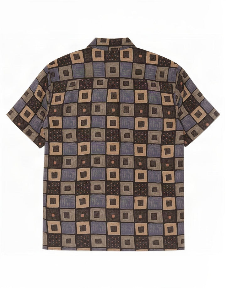 Vintage Kortærmet Herreskjorte Medium Flerfarvet Geometrisk