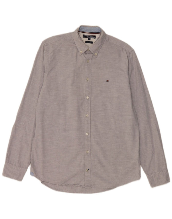 Tommy Hilfiger Herre Regular Fit skjorte Medium Grey Flecked Bomuld