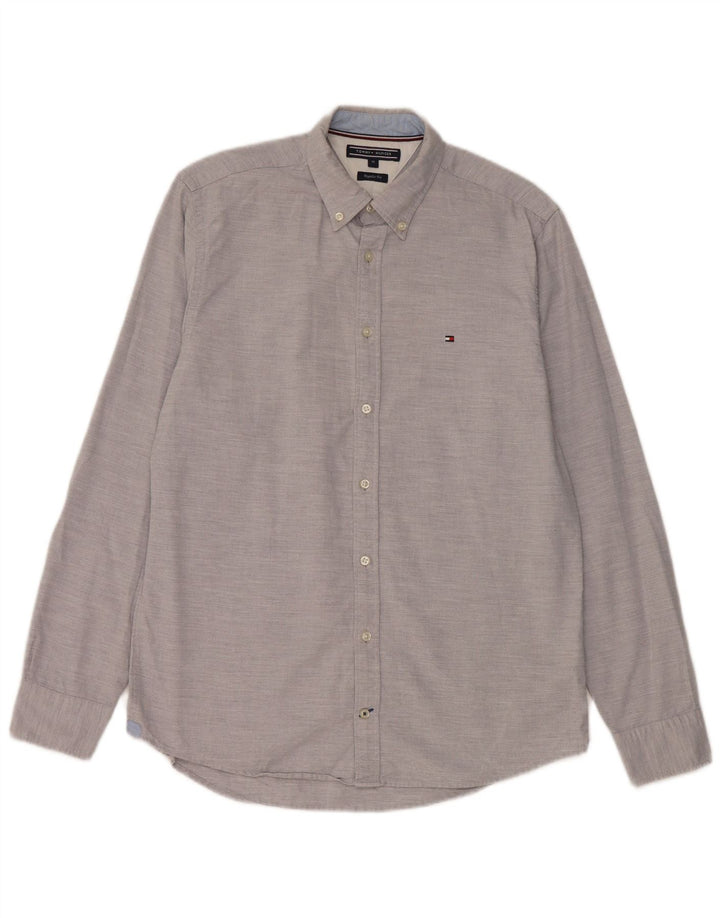 Tommy Hilfiger Herre Regular Fit skjorte Medium Grey Flecked Bomuld