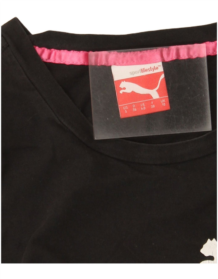 Puma Graphic T-Shirt Top UK 10 Small Black