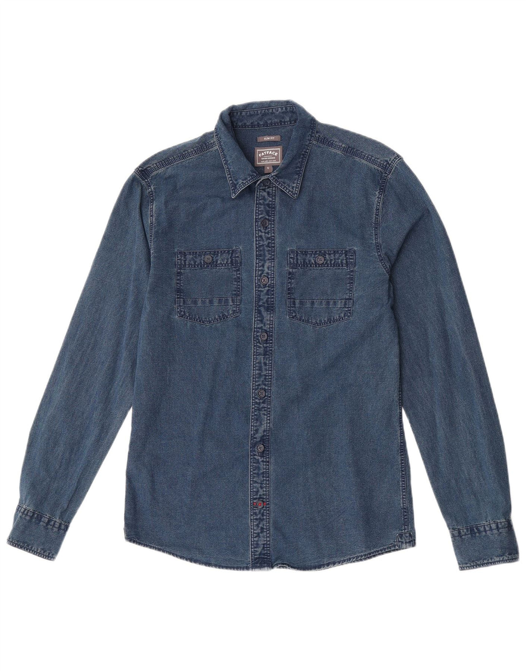 Fat Face Herre Slim Fit Denim Shirt Lille Blå Bomuld