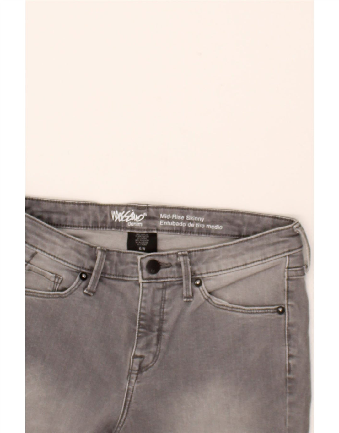 MOSSIMO Womens Mid Rise Skinny Jeans US 6 Medium W28 L30 Grey Cotton Vintage Mossimo and Second-Hand Mossimo from Messina Hembry 