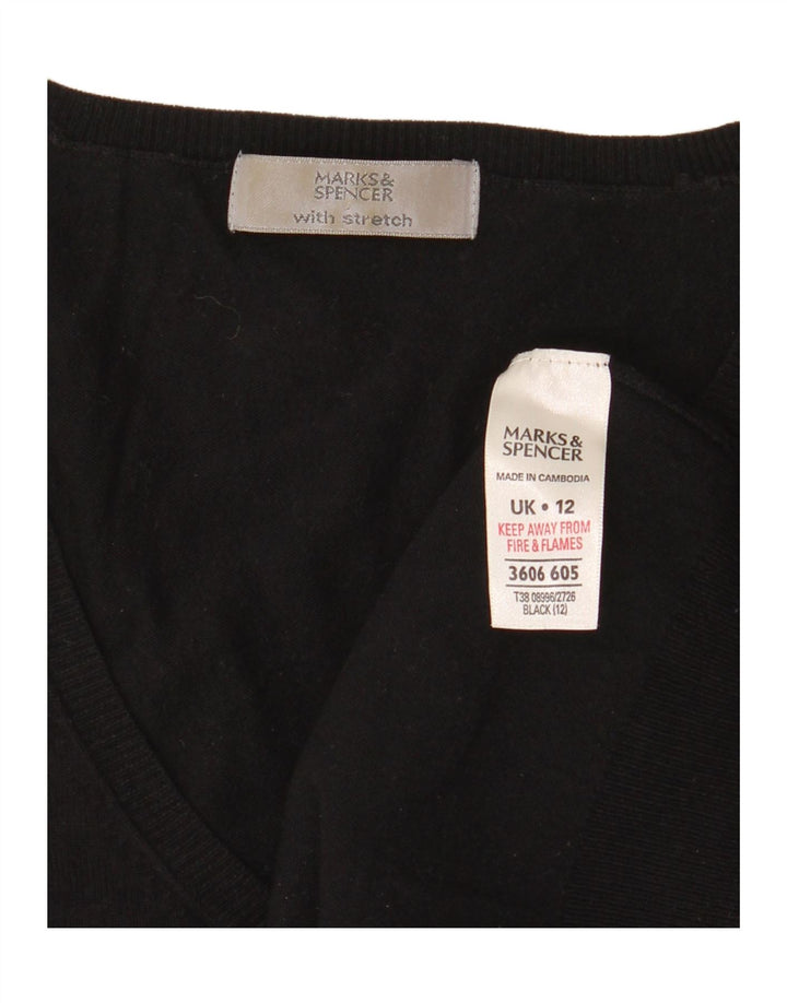 Marks & Spencer Dame 3/4-ærmet V-hals sweater UK 12 Medium Sort