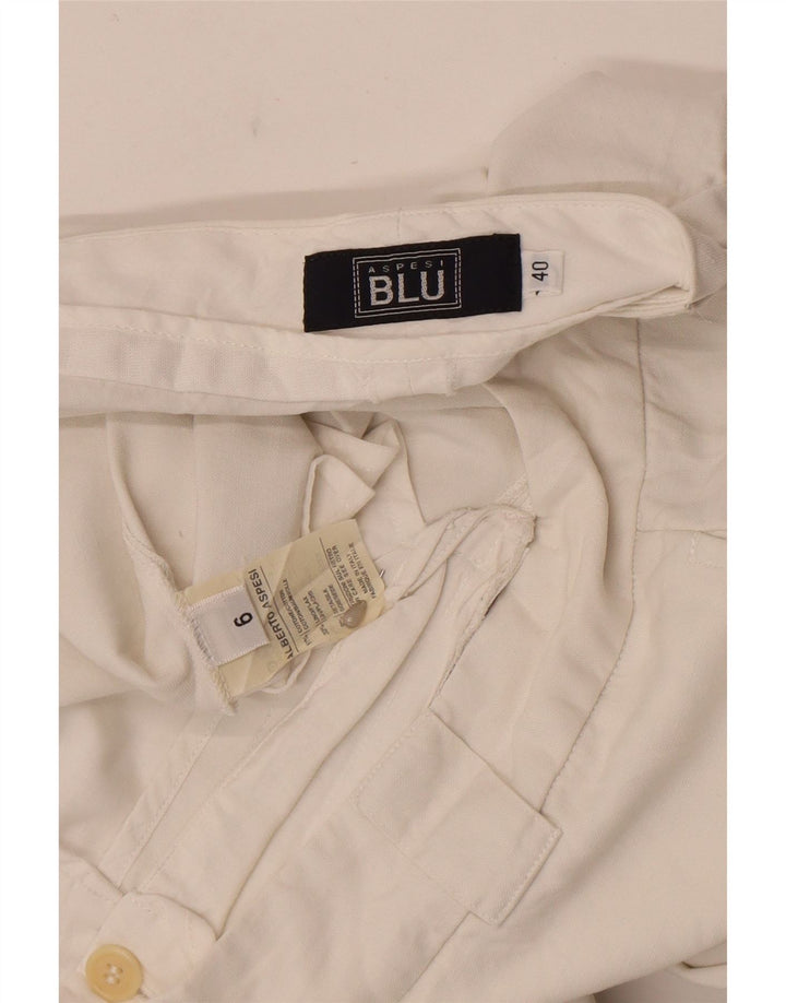 Alberto Aspesi Dame Blu Bootcut Suit Bukser IT 40 Small W27 L31 White