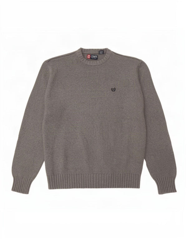 Chaps Mens Loose Fit Crew Neck Jumper Sweater XL Grey Cotton