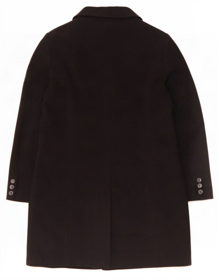 Marks & Spencer Dame Dobbeltradet Frakke UK 14 Large Black Wool