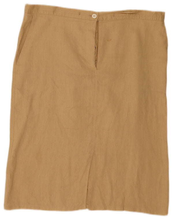 ELENA MIRO Lige nederdel til kvinder UK 14 Large W38 Beige Linned