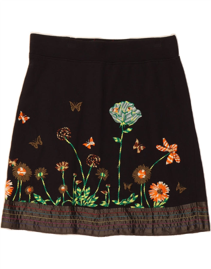 VINTAGE Womens Mini Skirt W30 Medium Black Floral Vintage Vintage and Second-Hand Vintage from Messina Hembry 
