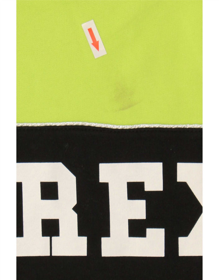 Pyrex Womens Crop Graphic Hoodie Jumper UK 14 Medium Green Colourblock