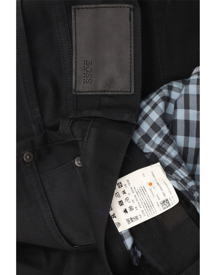 HUGO BOSS Straight jeans til mænd W33 L29 Sort bomuld