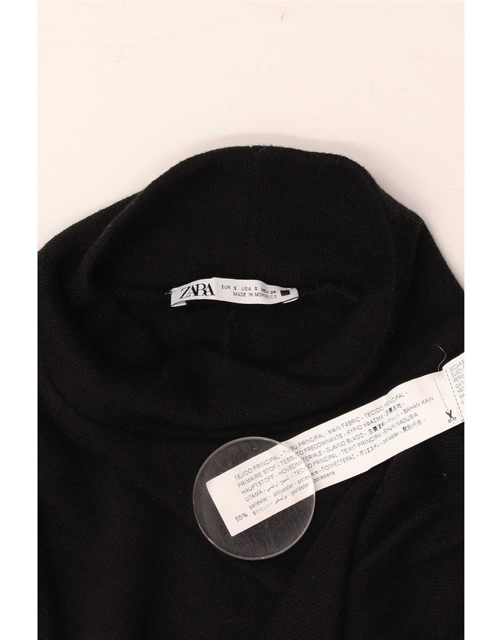 Zara Dame Langærmet Oversized Jumper Kjole UK 10 Small Black Polyester