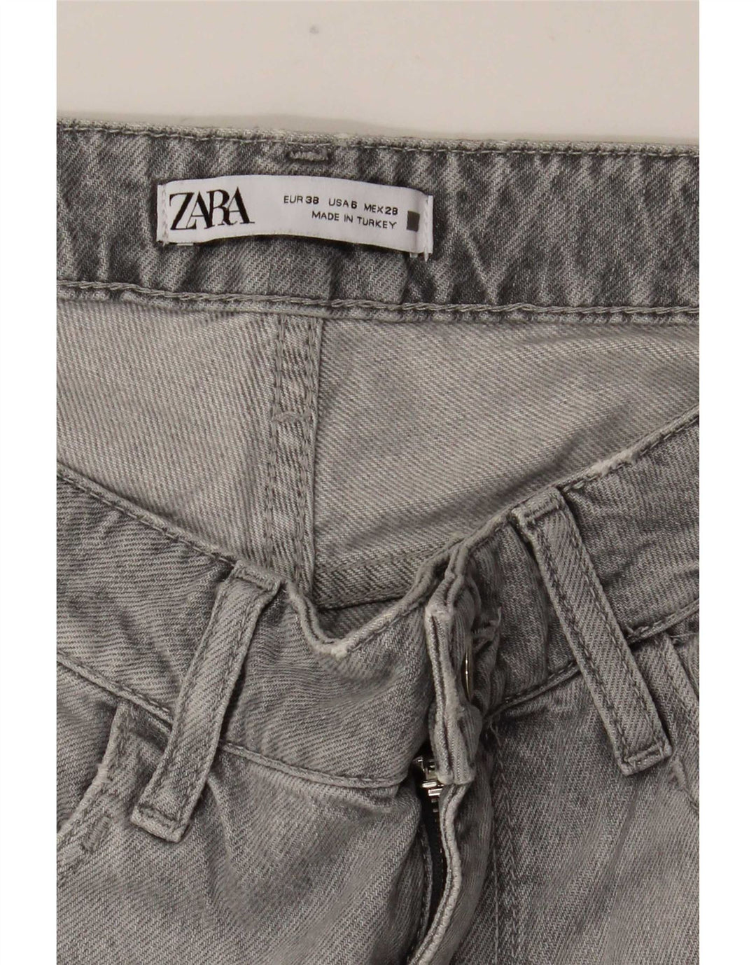 Zara Dame Straight Jeans EU 38 Small W28 L30 Grå