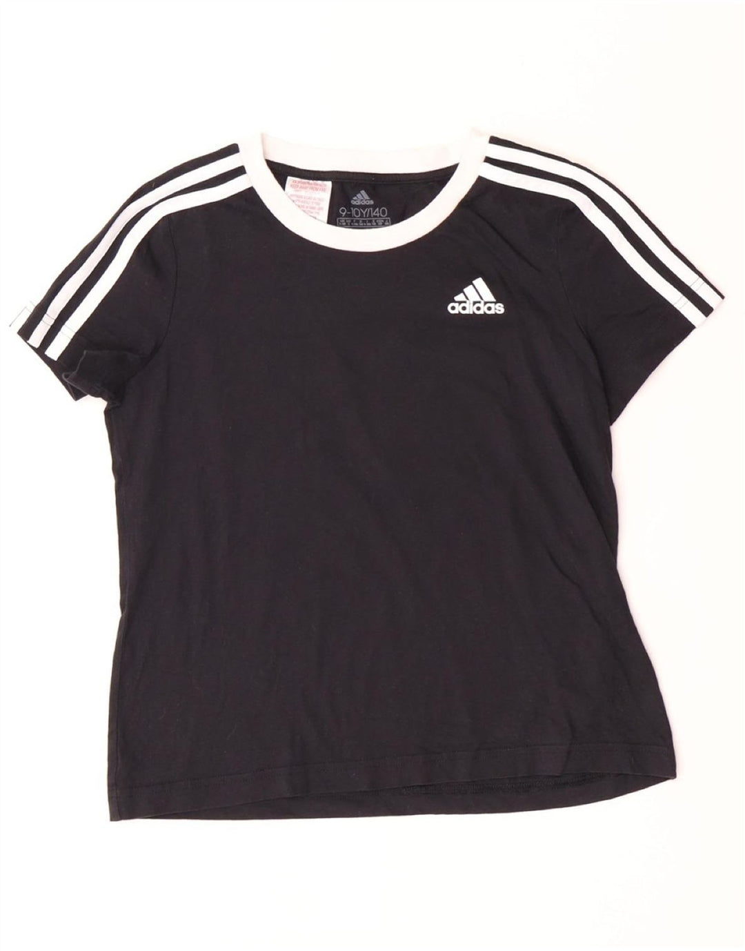 ADIDAS Pige T-Shirt Top 9-10 År Sort Bomuld