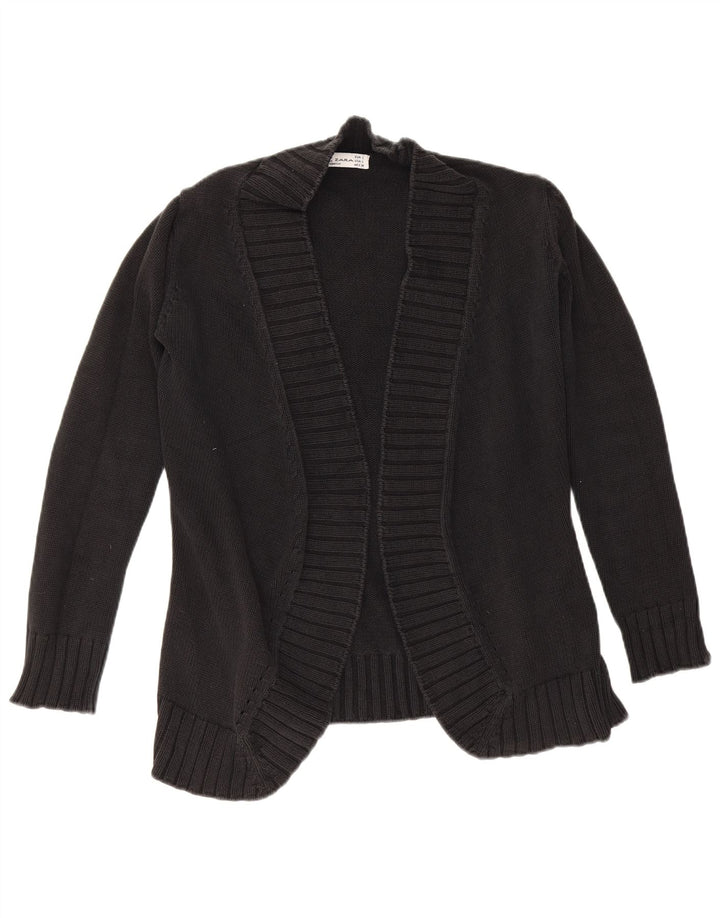 Zara Womens Open Cardigan Sweater UK 14 Large Black Bomuld