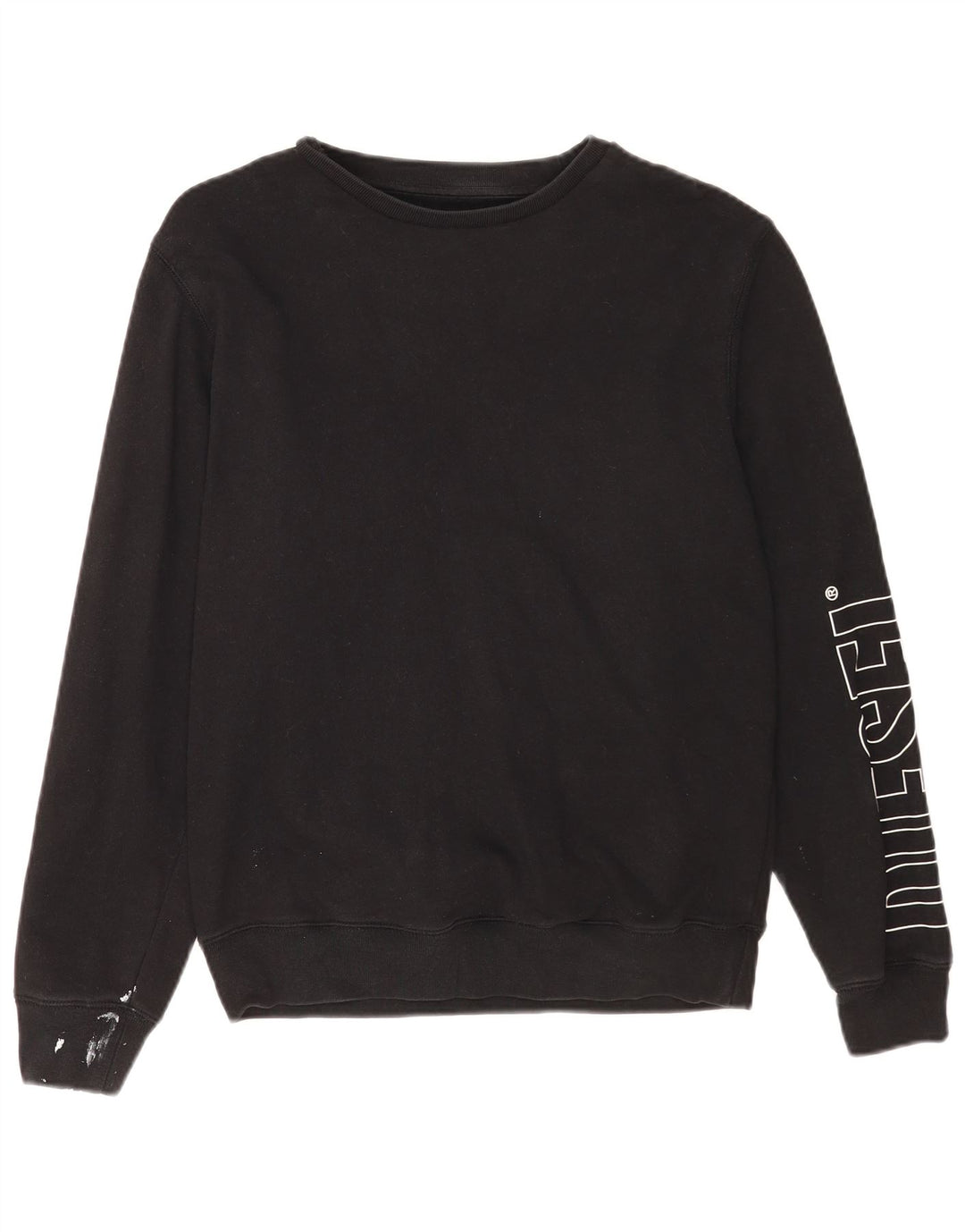 Diesel Dame Grafisk Sweatshirt Jumper UK 14 Medium Sort Bomuld