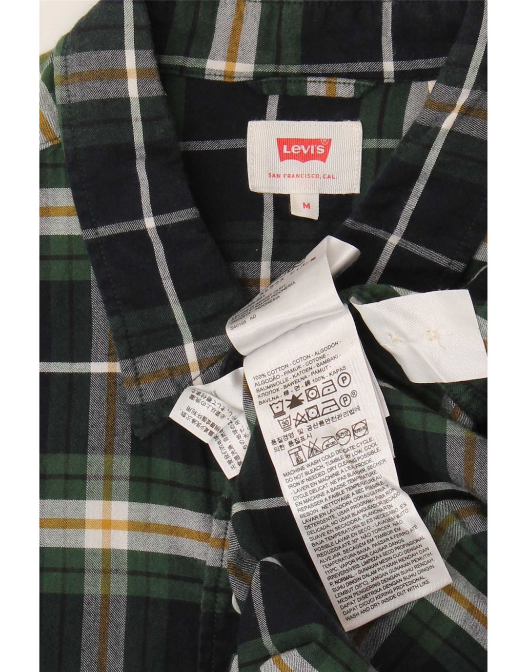Levi's Flanelskjorte til mænd mellemgrøn ternet bomuld