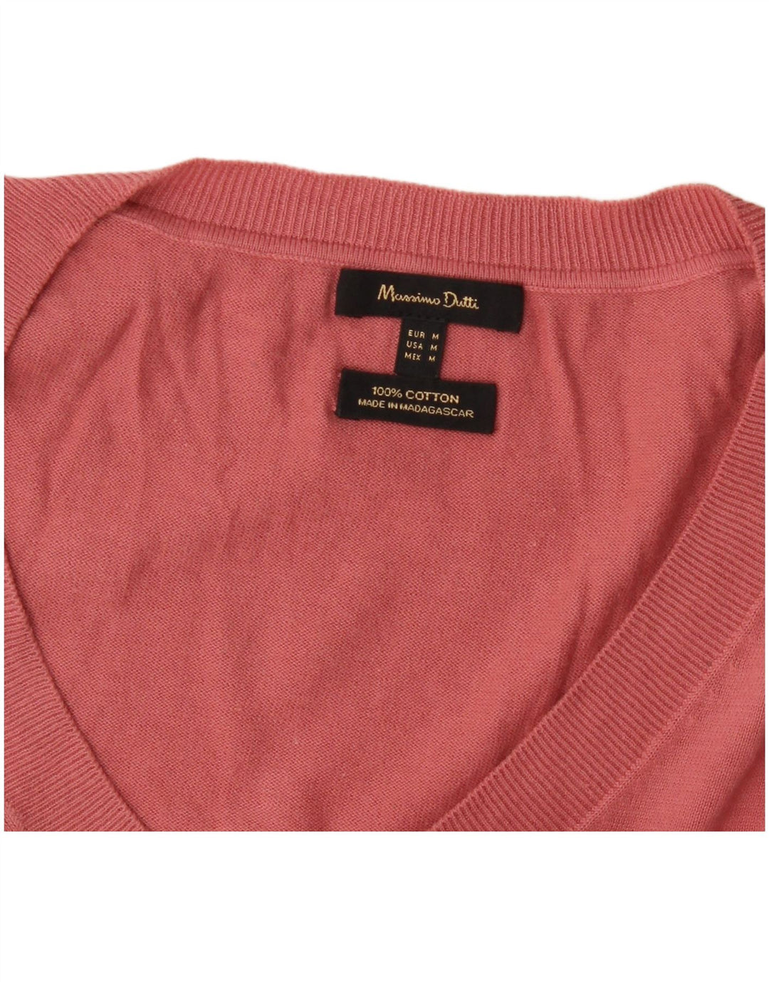Massimo Dutti Dame V-hals sweater UK 14 Medium Pink Bomuld